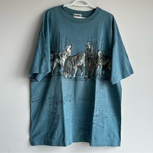 Vintage Single Stitch Wolf Tee Double Sided XXL